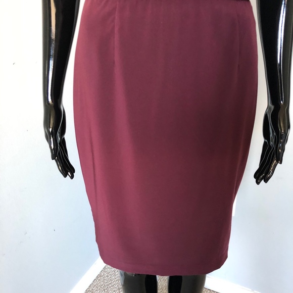 ALICE + OLIVIA 4-6 S SMALL BURGUNDY WINE RED SILKY SHEATH DRAPE NECK DRESS - Picture 4 of 11